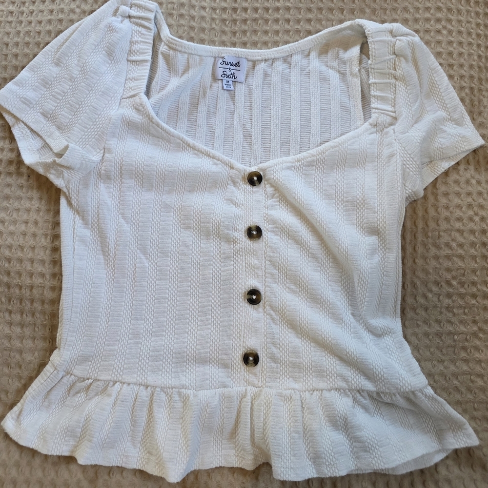 White Button-Up Knit Top